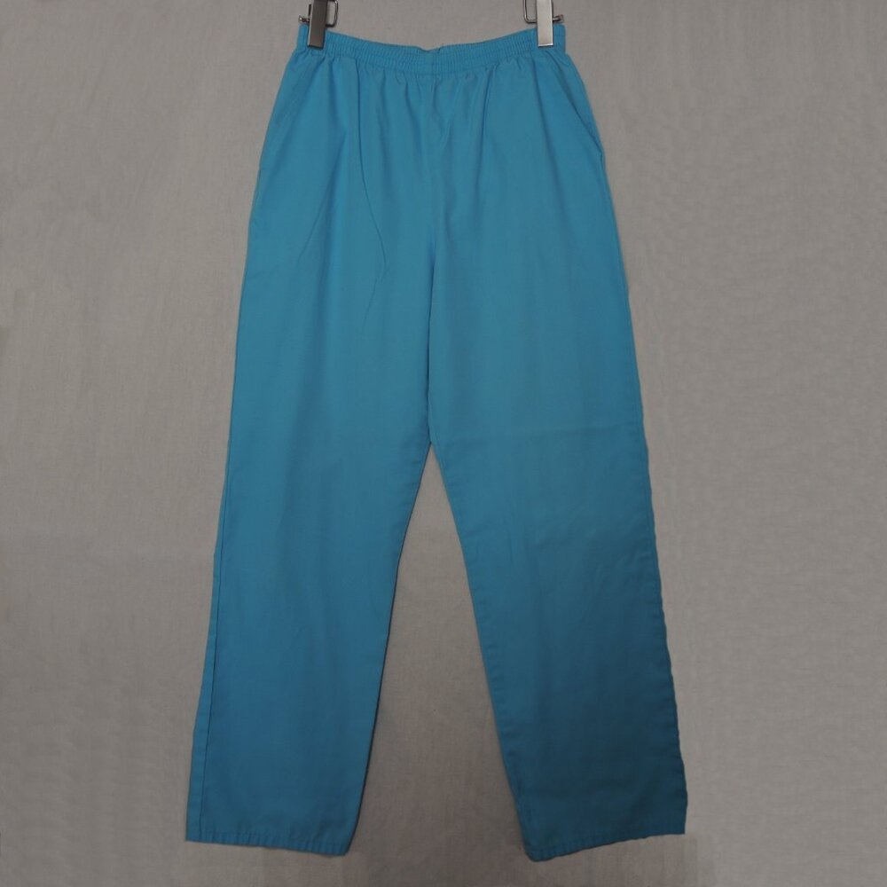 Cherokee Scrub Pants Aqua Blue Turquoise Elastic Waist 2 Pockets Size Small